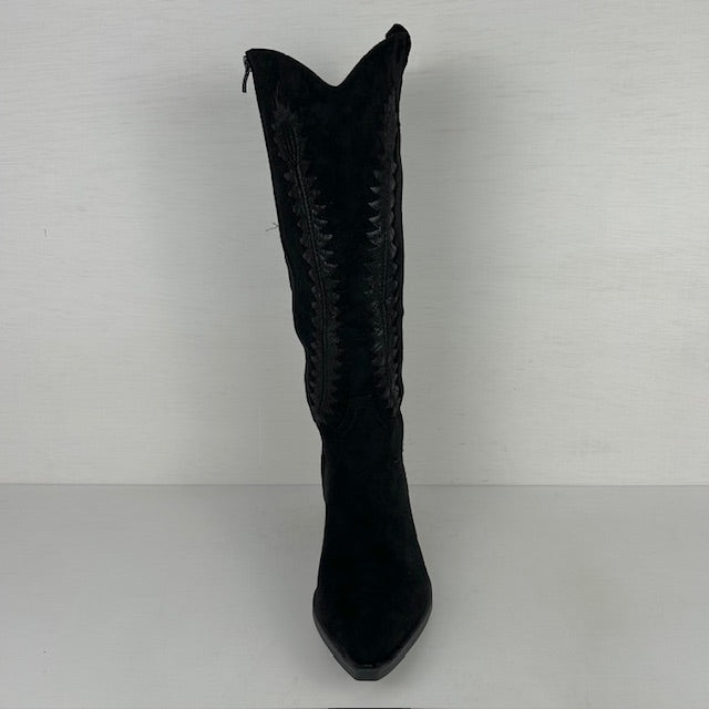 Gave suèdine cowboylaarzen met leuk design zwart