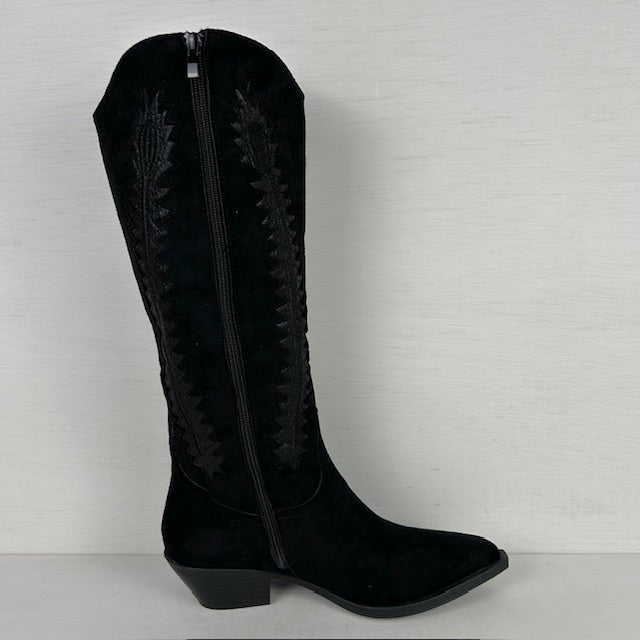 Gave suèdine cowboylaarzen met leuk design zwart