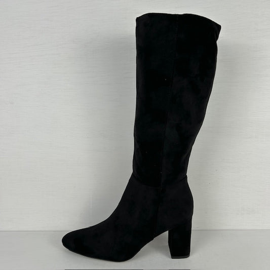 Elegante suèdine cowboylaarzen met hoge hak zwart