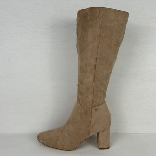 Elegante suèdine cowboylaarzen met hoge hak khaki