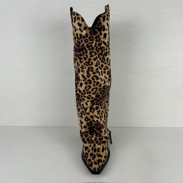 Hoge suèdine cowboylaars met leuke flap panter