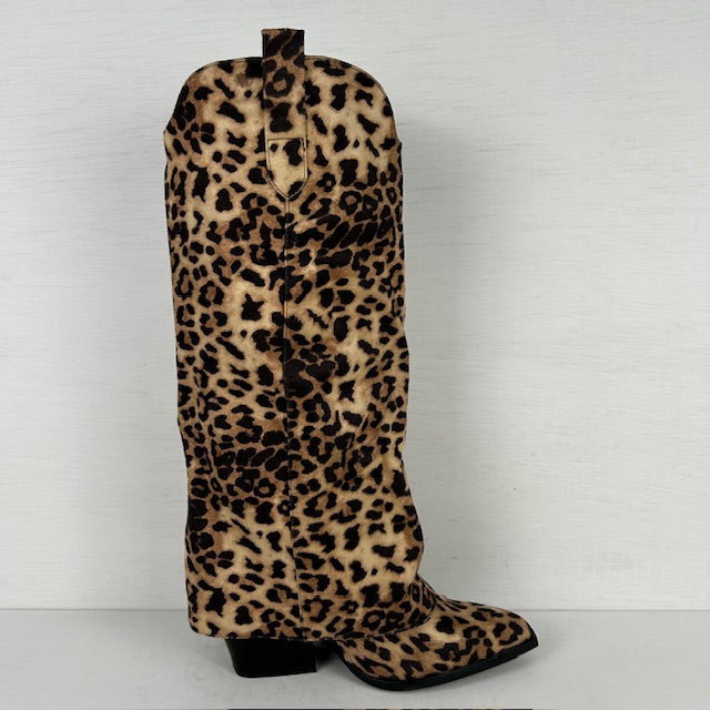 Hoge suèdine cowboylaars met leuke flap panter