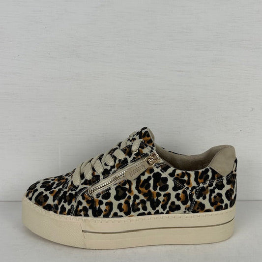 Jana sneakers met ritsje beige leopard