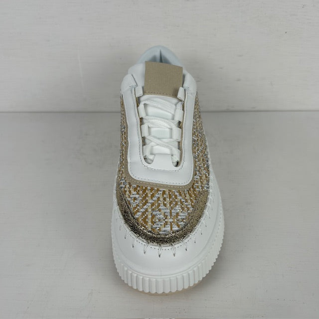 Trendy sneakers met ribbelzool beige