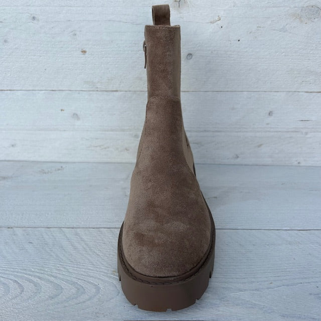 Suèdine boots met panterprint taupe