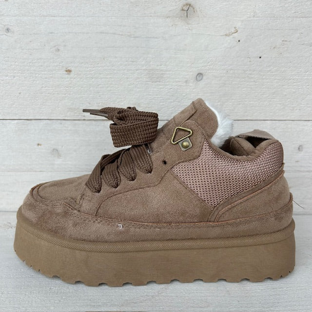 Furry sneakers khaki