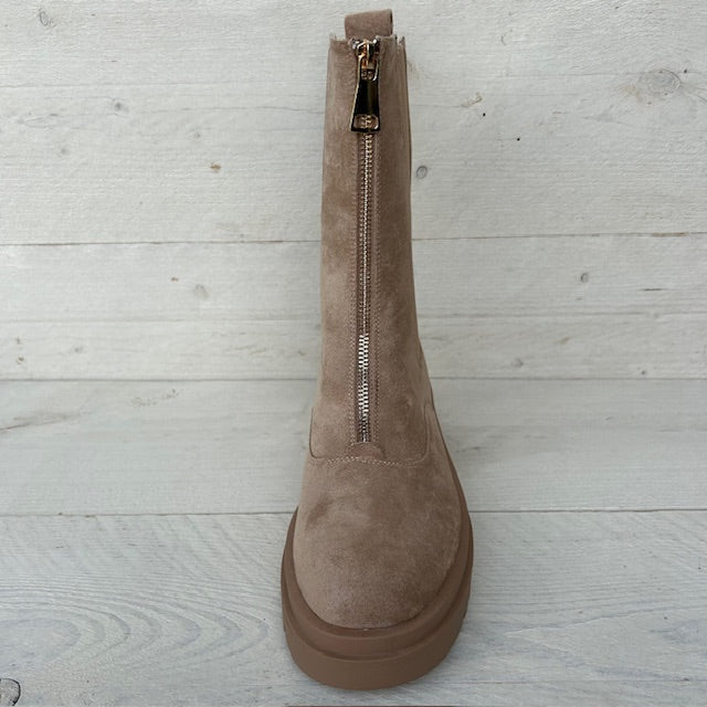 Suèdine boots met rits taupe