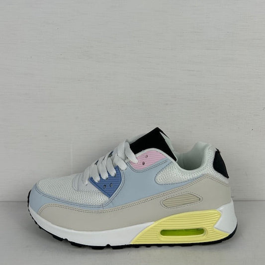 Air sneakers wit geel blauw