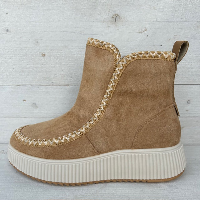 Comfortabele boots met ribbelzool camel