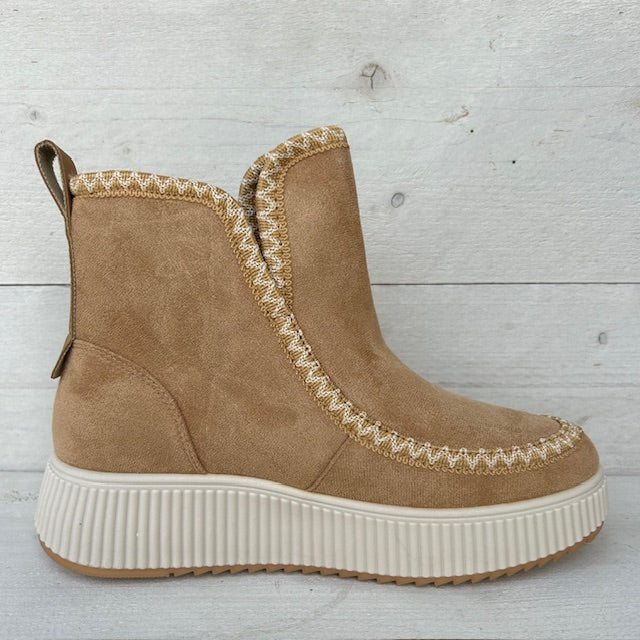 Comfortabele boots met ribbelzool camel