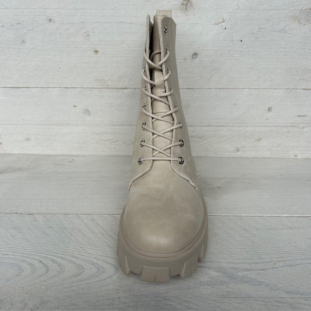 Gave leatherlook veterboots beige