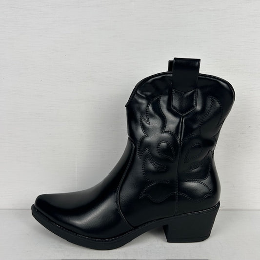 Leatherlook cowboylaarsje zwart