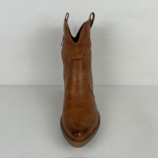 Leatherlook cowboylaarsje camel