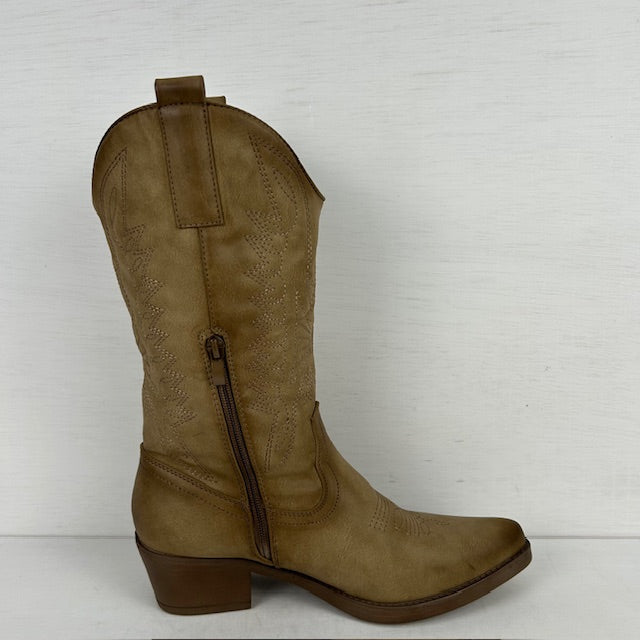 Gave leatherlook cowboylaars khaki