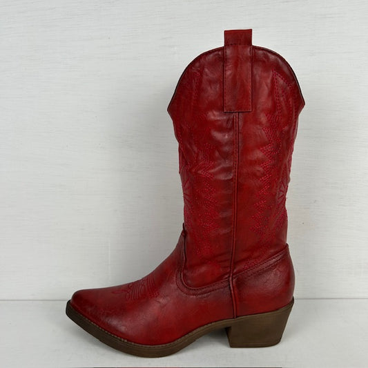 Gave leatherlook cowboylaars rood