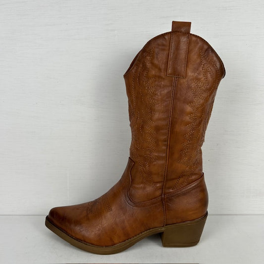 Gave leatherlook cowboylaars camel