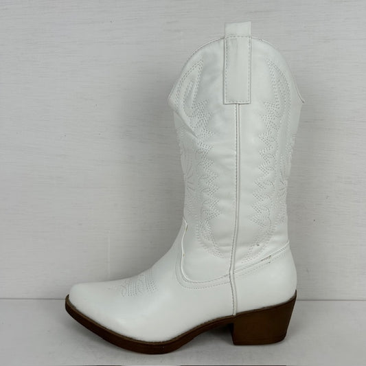 Gave leatherlook cowboylaars wit