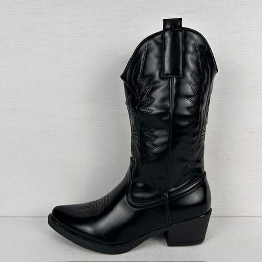 Gave leatherlook cowboylaars zwart