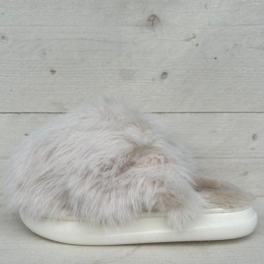 Furry pantoffels khaki