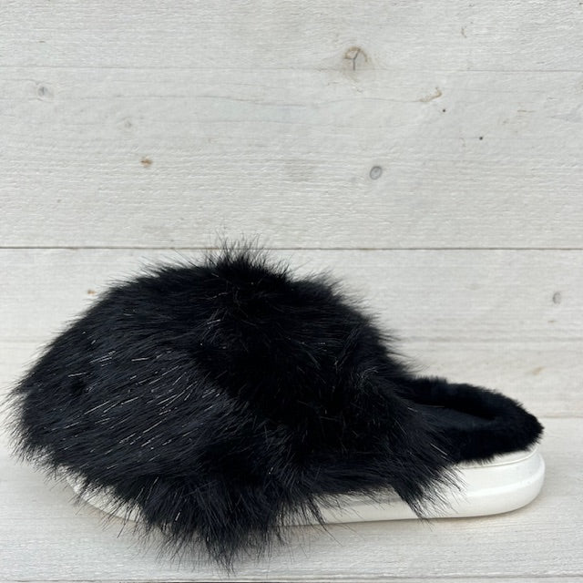 Furry pantoffels zwart