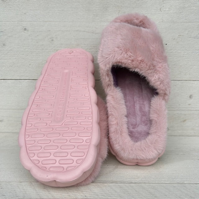 Furry pantoffels/ slides roze