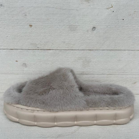 Furry pantoffels/ slides khaki