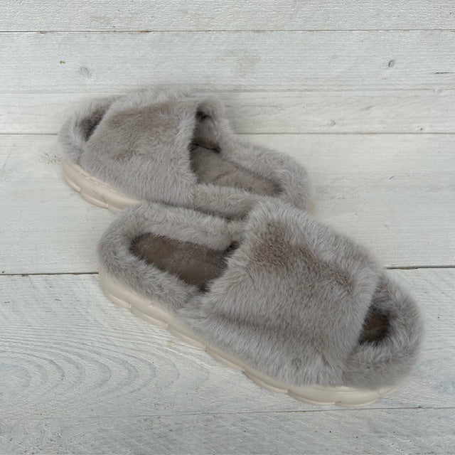 Furry pantoffels/ slides khaki