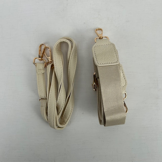 Leuk schoudertasje met stiksel beige