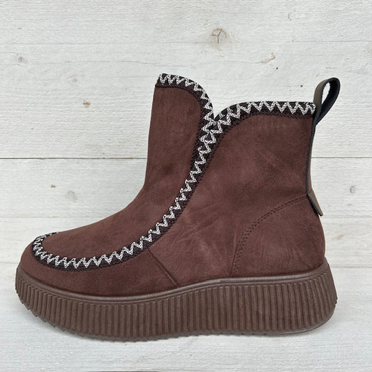 Comfortabele boots met ribbelzool bruin