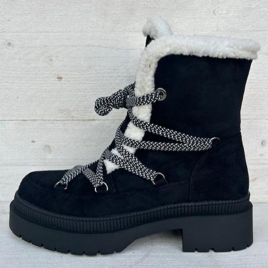 Teddy veterboots zwart