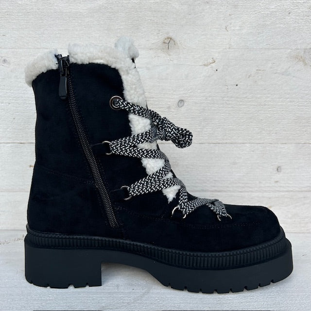 Teddy veterboots zwart