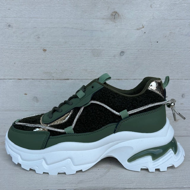 Shiny teddy sneakers groen