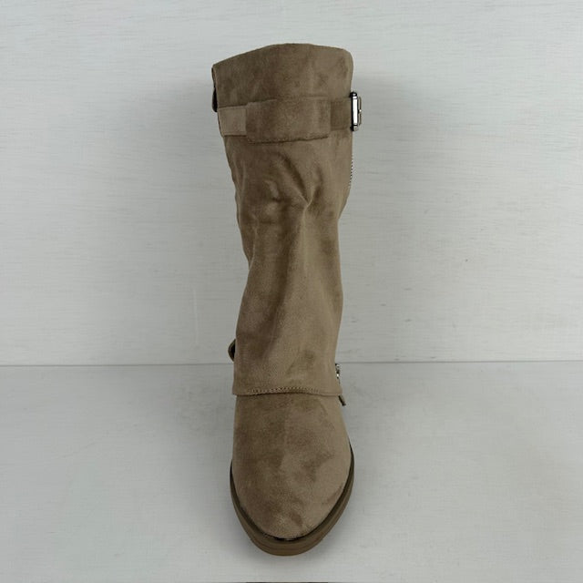 Stoere cowboylaarzen met sierlijke flap khaki