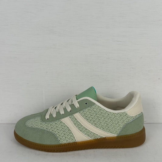 Retro sneakers met gevlochten motief groen