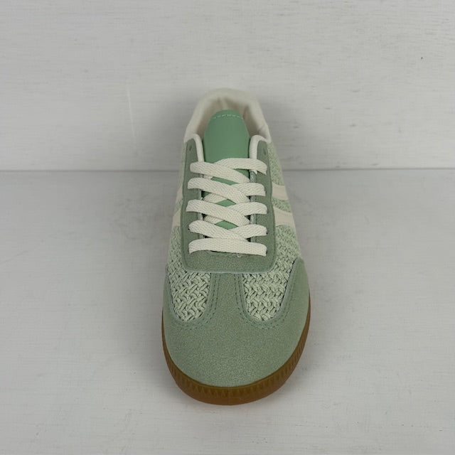 Retro sneakers met gevlochten motief groen