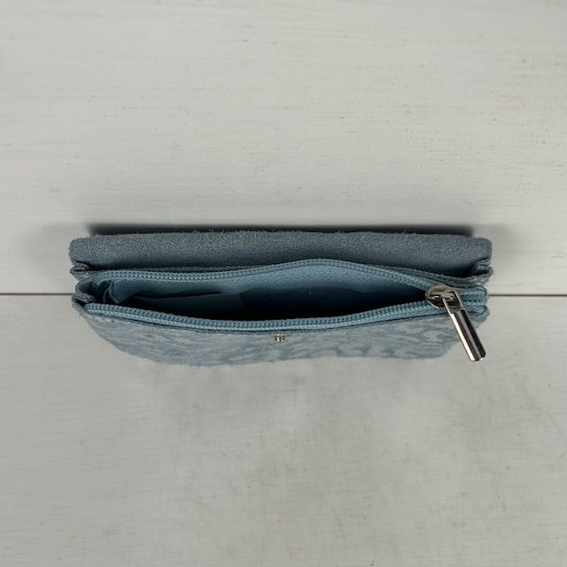 Real leather panter portemonnee blauw zilver