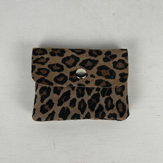 Real leather panter portemonneetje bruin