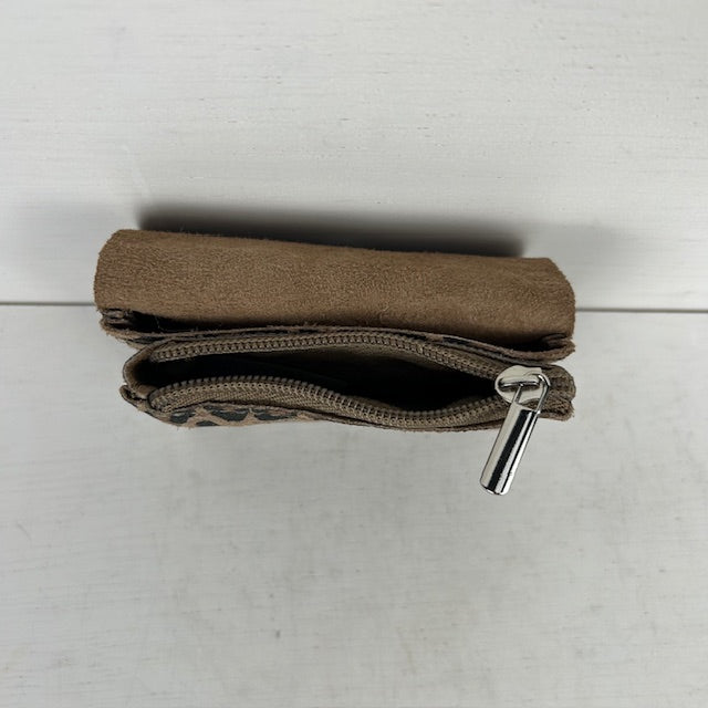 Real leather panter portemonneetje bruin
