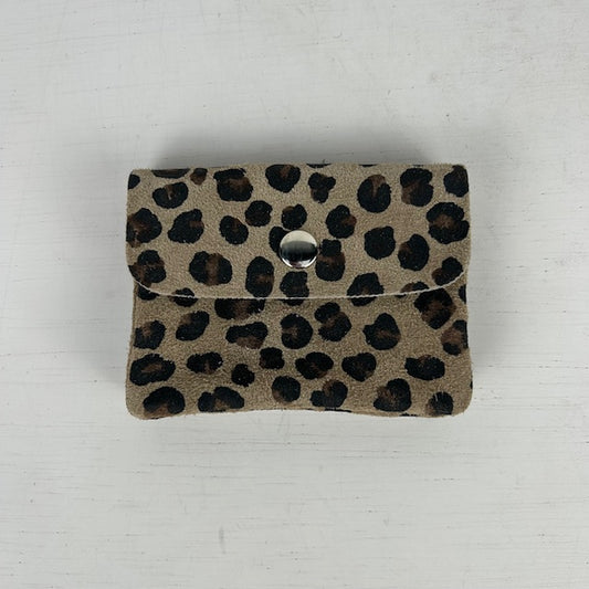 Real leather panter portemonneetje beige