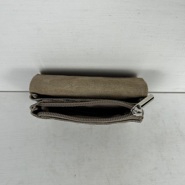 Real leather panter portemonneetje beige