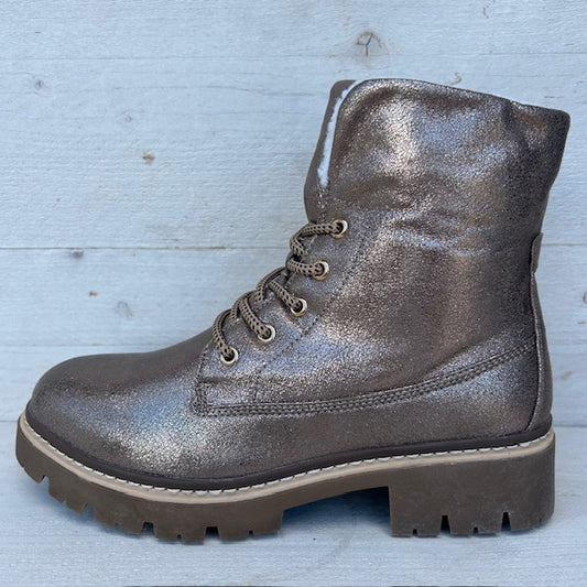 Stoere veterboots metallic taupe