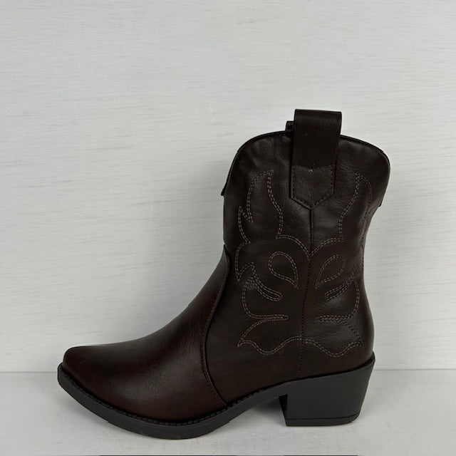 Leatherlook cowboylaarsje bruin