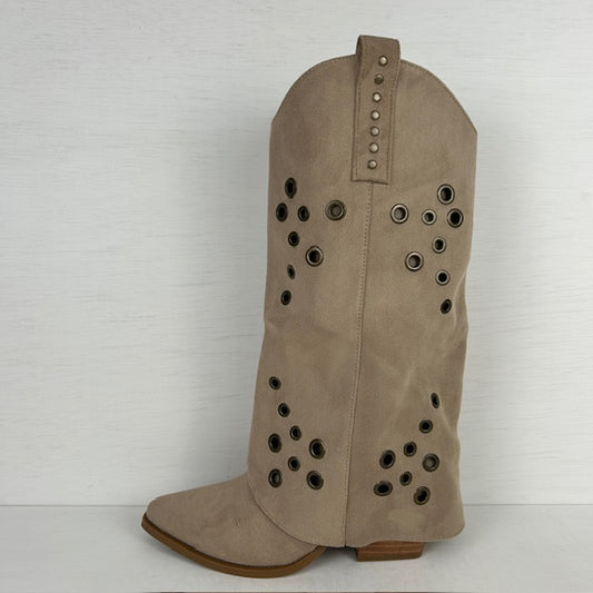 Suèdine cowboylaarzen met trendy design khaki