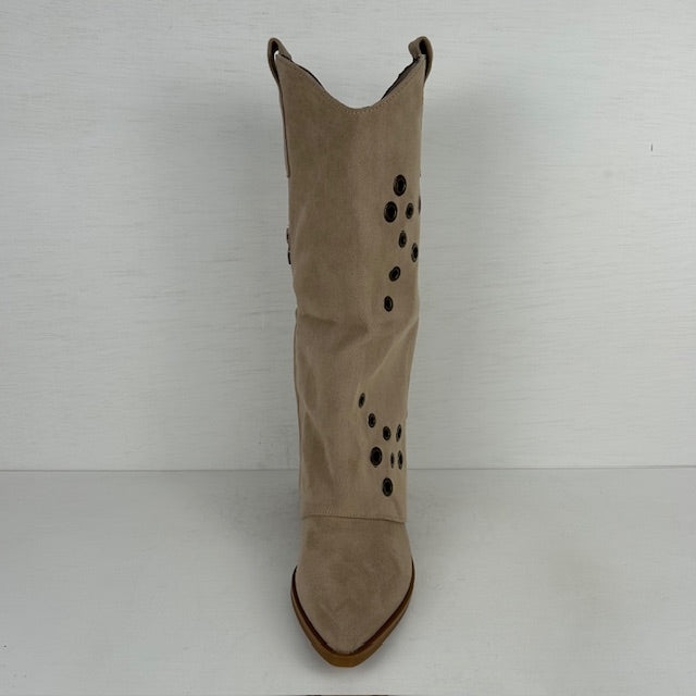 Suèdine cowboylaarzen met trendy design khaki