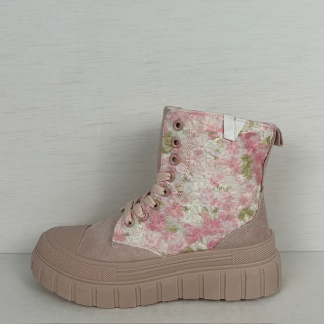 Leuke sneakers met bloemetjes design roze