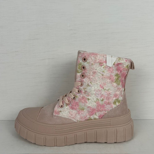 Leuke sneakers met bloemetjes design roze