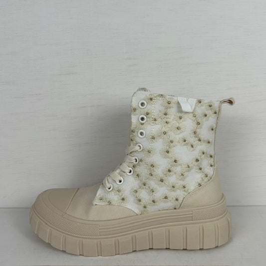 Leuke sneakers met bloemetjes design beige