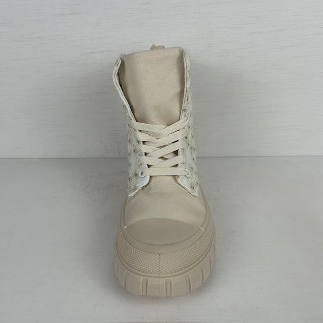 Leuke sneakers met bloemetjes design beige