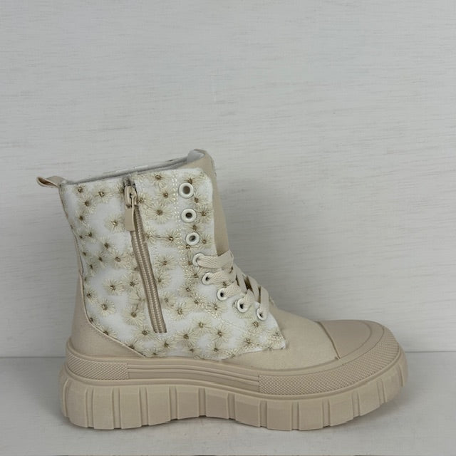 Leuke sneakers met bloemetjes design beige