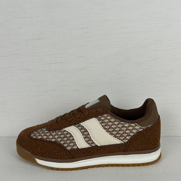 Casual sneakers met gevlochten motief bruin